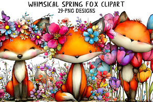 Whimsical Spring Fox Clipart, an Illustration by Daily.Designs