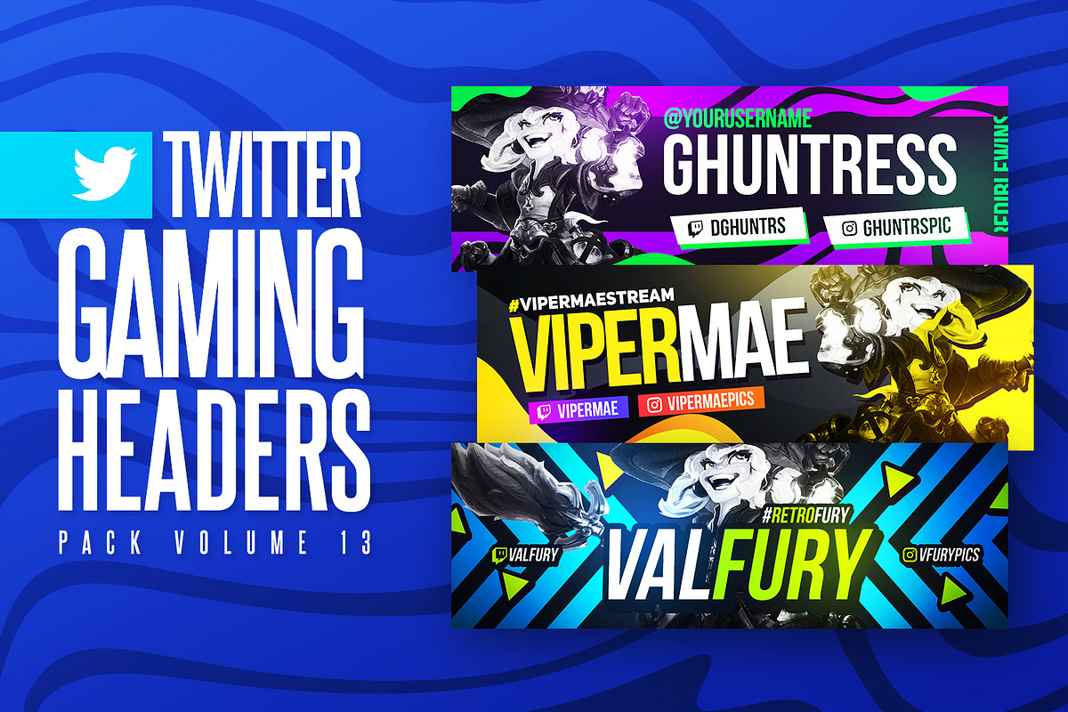 Gaming Twitter Headers Pack 13, a Social Media Template by Odin_Design