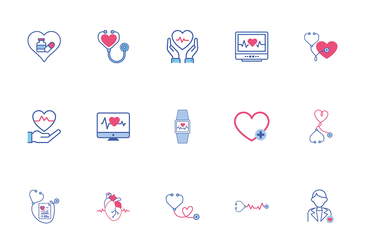 Heart Doctor Line Icon Set