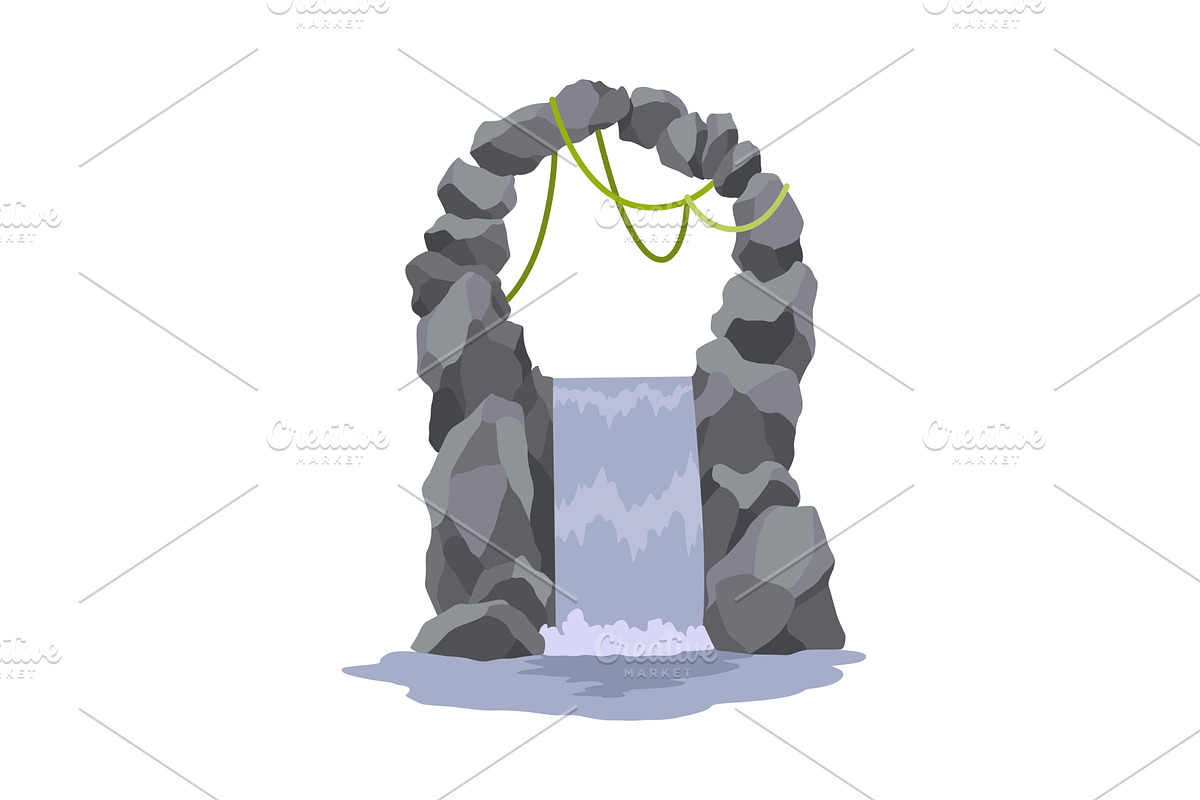 Cartoon river waterfall, an Illustration by Things for designers