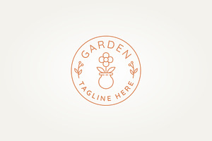 flower vase gardening line art logo, a Branding & Logo Template by Blazybone