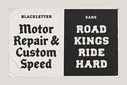 Forge Garage - Motorcycle Font Duo, a Blackletter Font by Edignwn Type (Thumbnail 2 of 12)