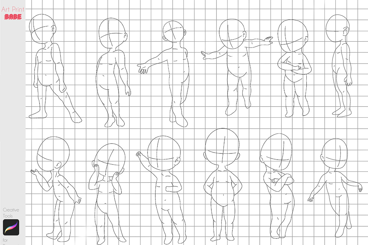 Procreate Children Poses Body Guides, a Brush Add-On by ArtPrintBabe (Photo 2 of 5)