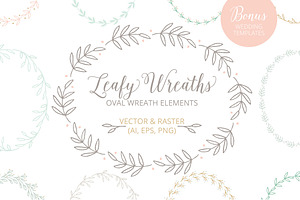 Oval Leaf Botanical Wreath Clip Art