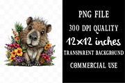 Summer Capybara Whimsical Clipart, a Seasonal Illustration by Designking (Thumbnail 4 of 5)