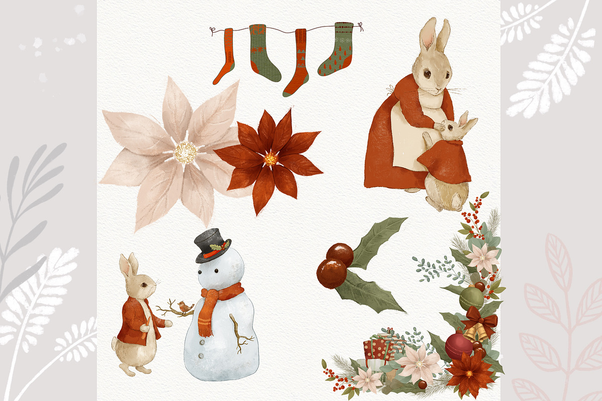 Christmas Peter Rabbit Clipart Set, an Illustration by AlenaVlasko stock Market (Photo 8 of 8)