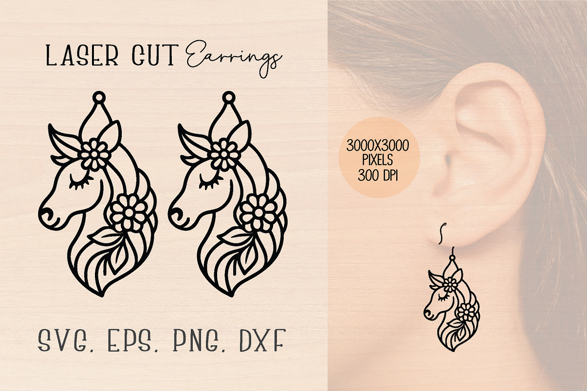 Unicorn Wood Earrings SVG Bundle, an Object Graphic by jannatulpakhi (Photo 3 of 11)