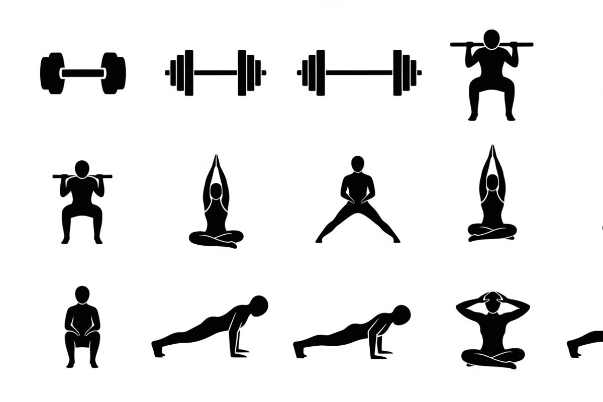 Fitness Workout Silhouette Icon Set, an Illustration by musafir_fashion (Photo 36 of 51)