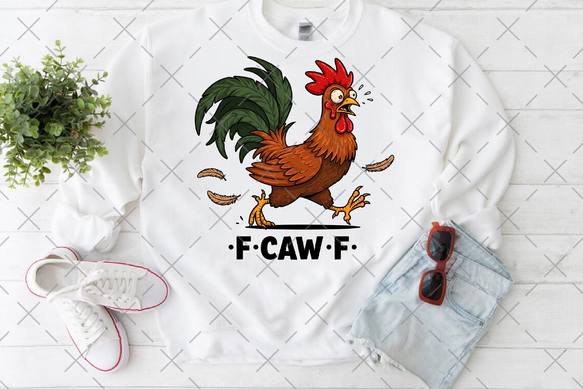 Funny Chicken F-Caw-F Rooster PNG, an Illustration by Craft Nest (Photo 6 of 6)