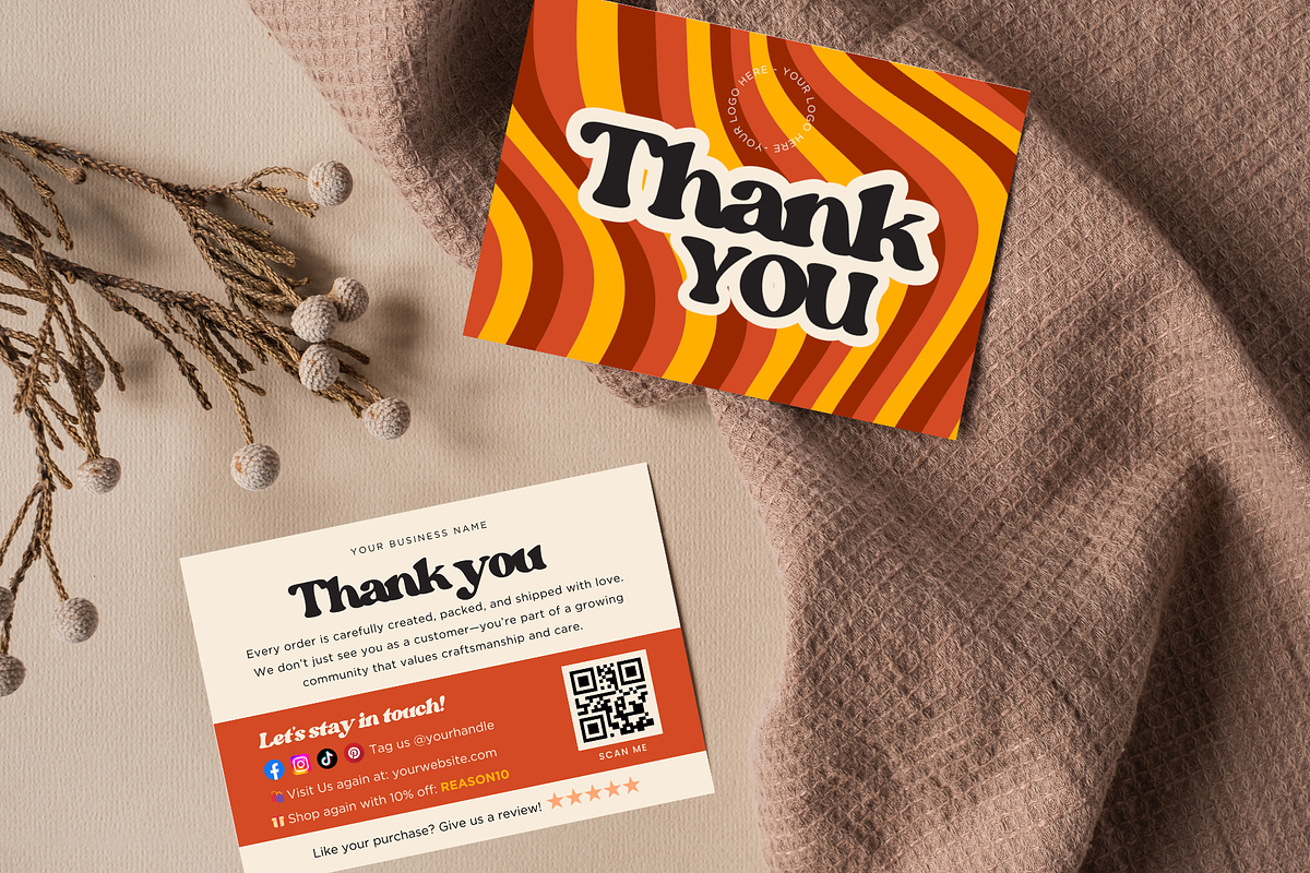 Retro Thank You Card Template, a Card Template by Elegant_Studio44 (Photo 6 of 6)