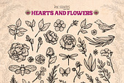 Hearts and Flowers Boho Vintage Set, a Decorative Illustration by Ink Stories (Thumbnail 3 of 24)