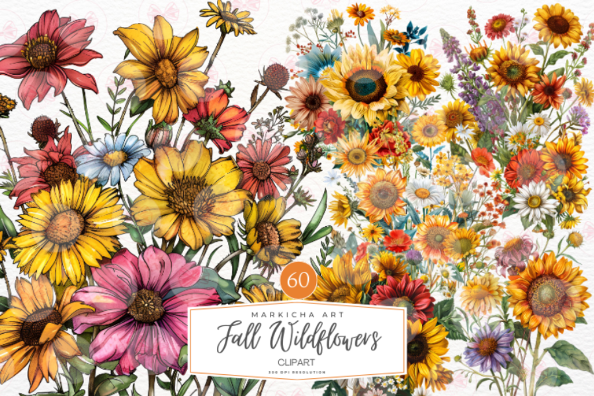 Fall Wildflowers Clipart, an Illustration by Markicha Art (Photo 1 of 6)