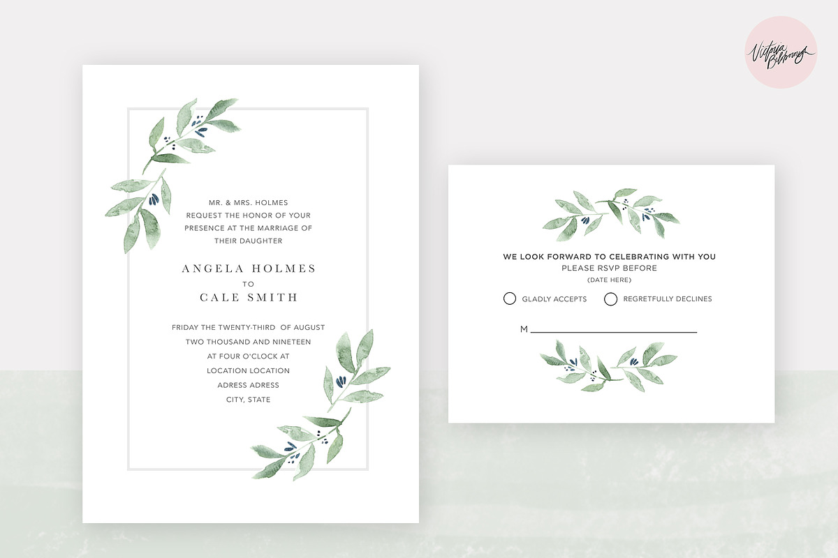 Minimalist Wedding Invitation Suite, an Invitation Template by Victoria Bilsborough (Photo 2 of 3)