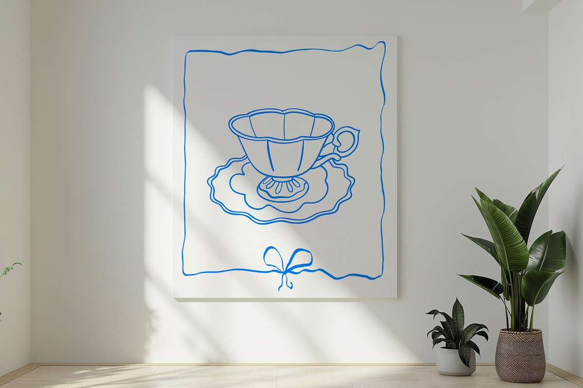 Vintage Tea Set line art, a Decorative Illustration by Carpet Tapete Pretzel (Photo 8 of 9)