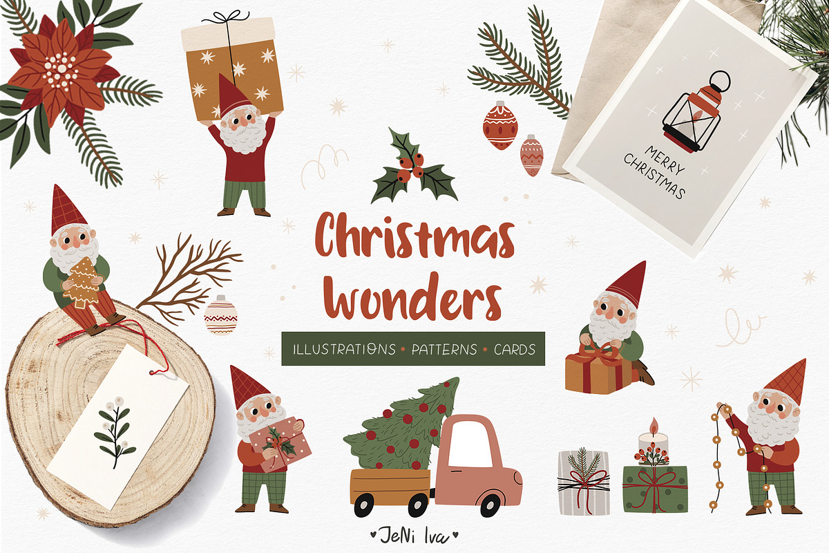 Christmas Gnomes & Holiday Clipart, a Decorative Illustration by Jenny Quince (Photo 1 of 11)