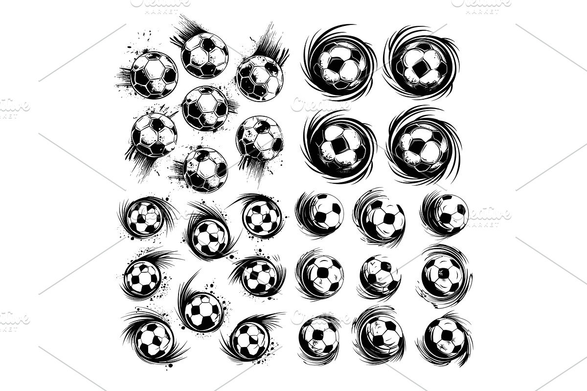 Soccer balls line motion ink sketch, an Object Illustration by Stock-Smart-Start