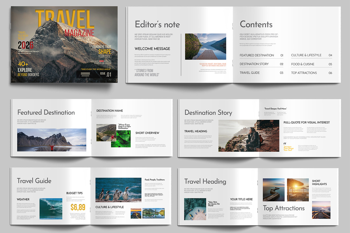 Travel Magazine Layout Print Ready, a Brochure Template by MightyDesign (Photo 1 of 9)
