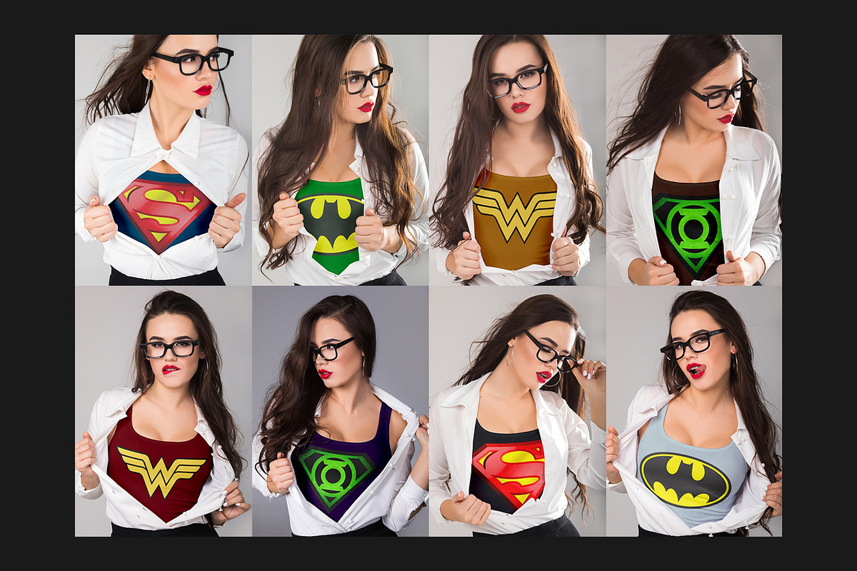 Super Girl T-Shirt Mock-Up Set, a Shirt Mockup by Freeman Studio (Photo 6 of 13)