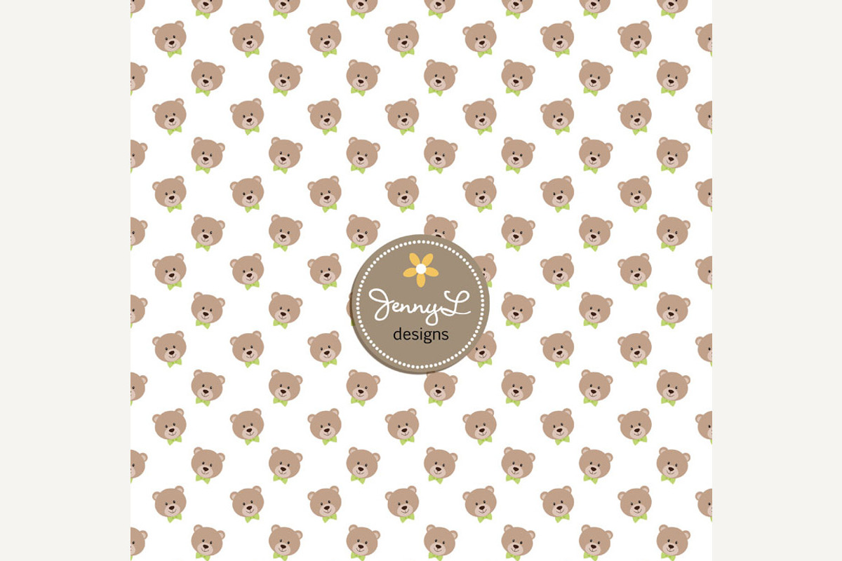 Green Teddy Bear Digital Paper, a Pattern Graphic by JennyL Designs (Photo 3 of 4)