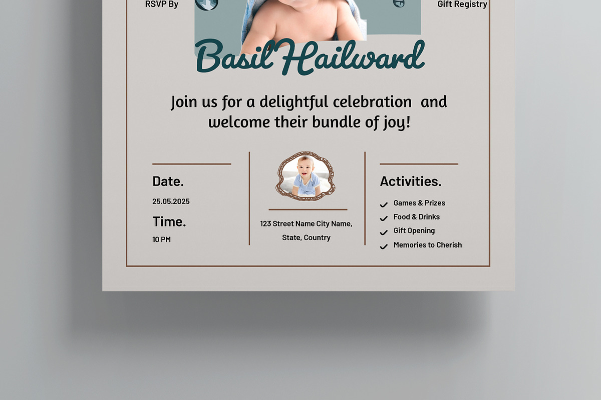 Baby Shower Invitations Template, a Stationery Template by MightyDesign (Photo 3 of 8)