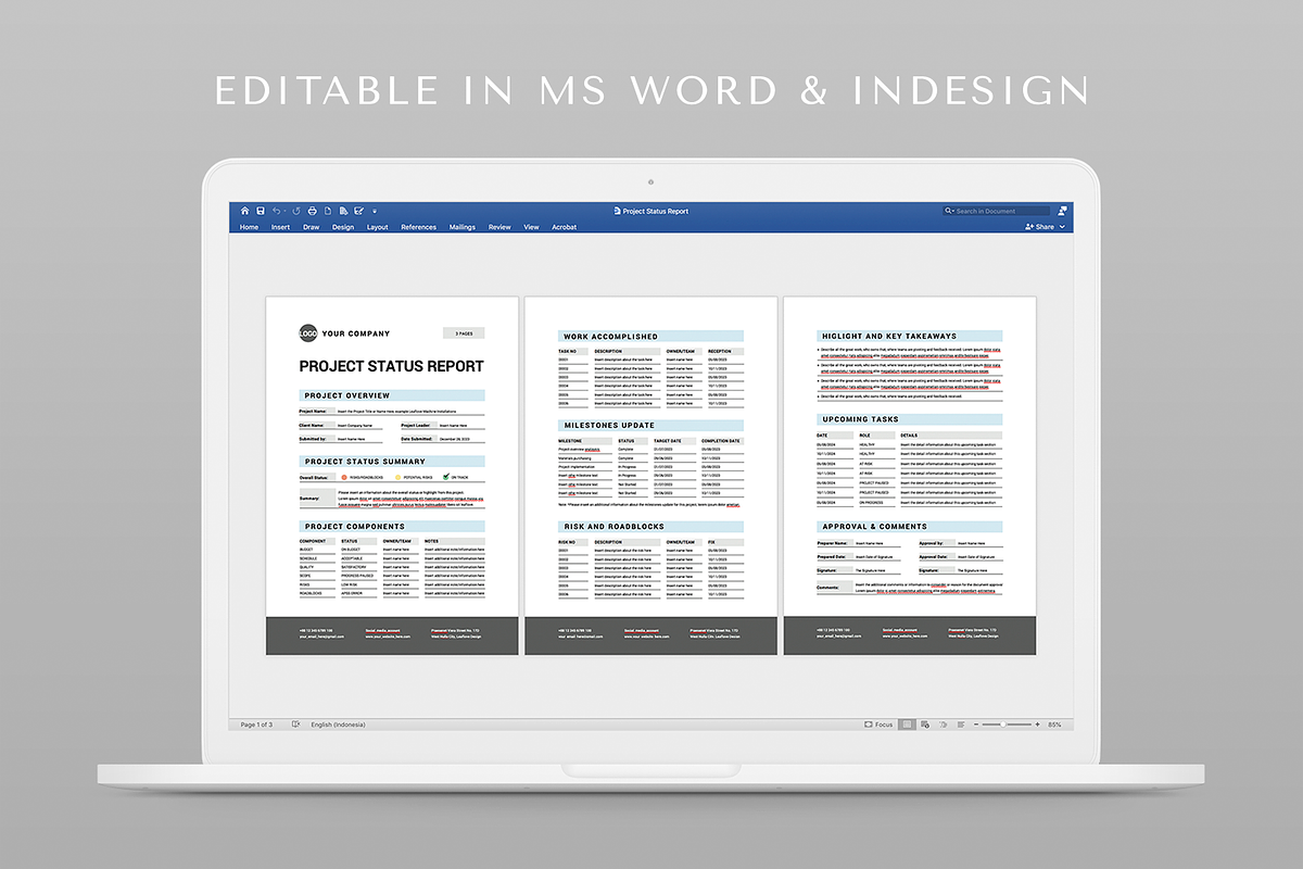Project Status Report, a Stationery Template by Leaflove