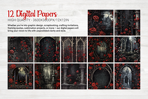 Ghostly Roses Digital Papers