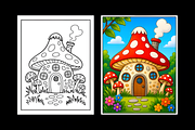 Fairy House Coloring Pages for Kids, a Decorative Illustration by Ink Gallery (Thumbnail 3 of 7)