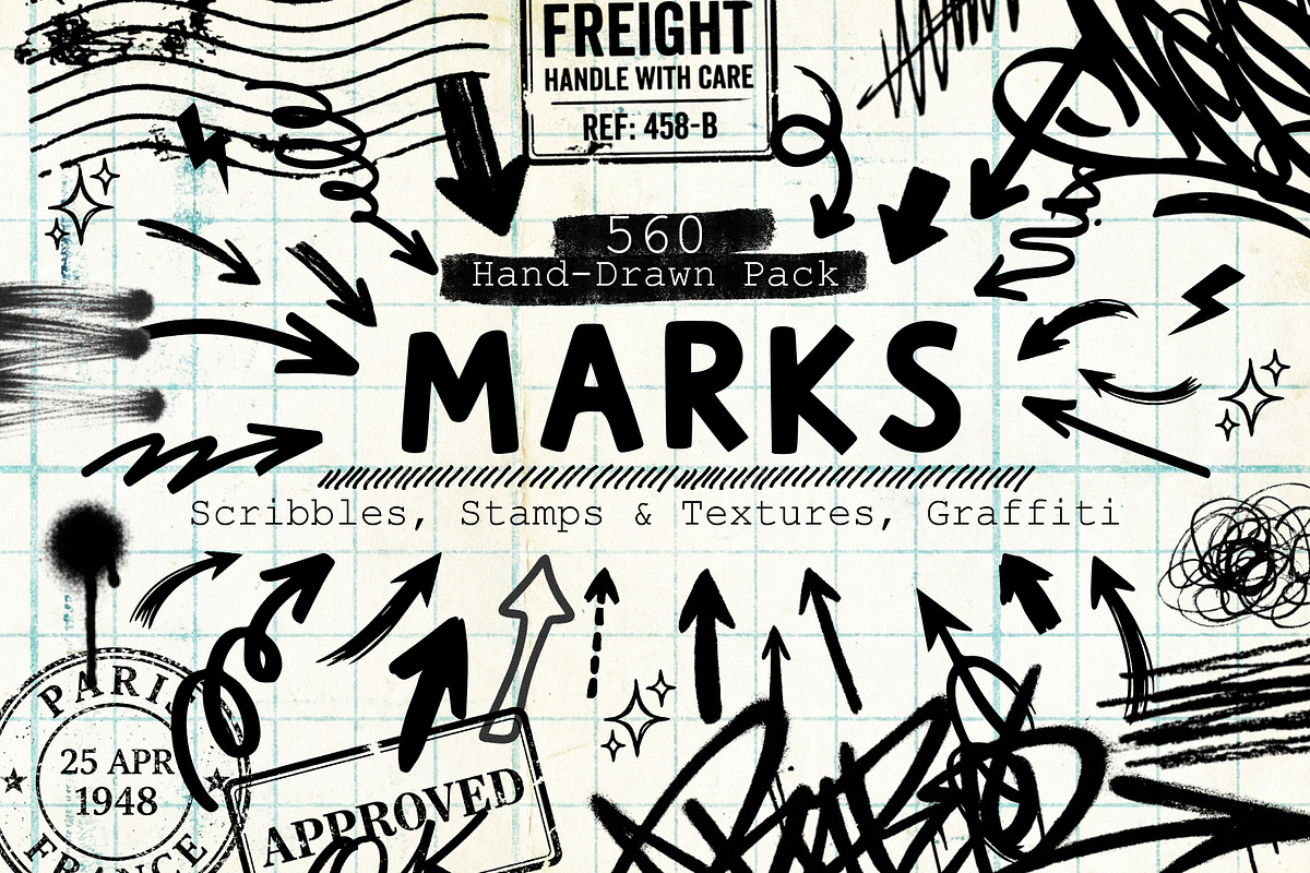 Hand-Drawn Doodles & Graphic Marks, an Object Graphic by DreamoraArt (Photo 1 of 13)