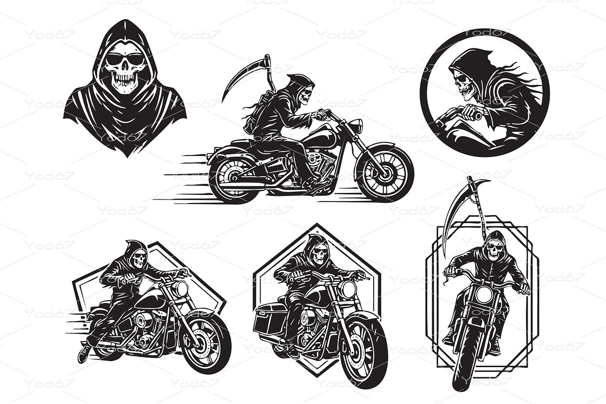 Grim Reaper on a motorcycle, a Person Illustration by yod67