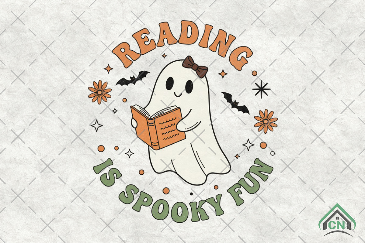 Cute Ghost Reading  PNG, an Illustration by Craft Nest (Photo 1 of 6)
