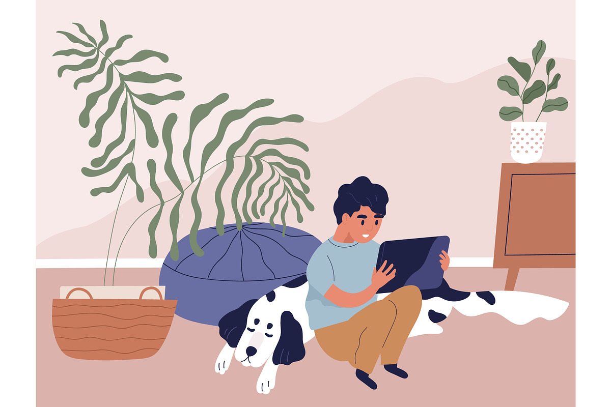 Cute, little boy surfing internet, an Animal Illustration by Good Studio (Photo 1 of 3)