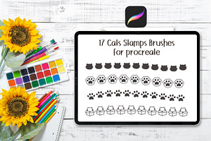 17 Cat Stamp Brush For Procreate