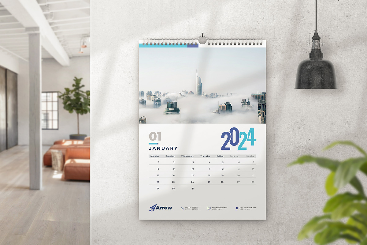 Wall Calendar 2024, a Print Template by Uiparvin (Photo 1 of 2)