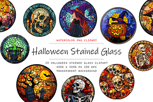 Stained Glass Halloween Clipart