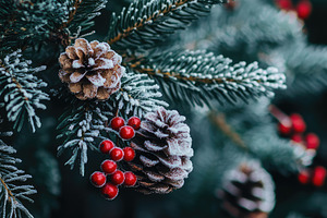 Frosted Christmas Tree Branches, a Nature Photo by Virgo Studio