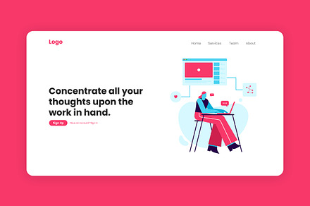 Women Working Header, a Landing Page Template by Neermana