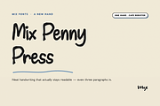Mix Penny Press - Neat Handwriting, a Handwritten Font by Mix Fonts (Thumbnail 1 of 10)
