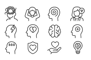 Mental health icons represent, an Education Illustration by ZinetroN