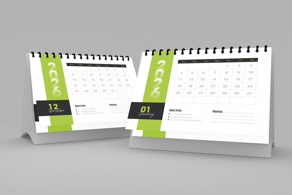 Modern Desk Calendar 2026 Template, a Stationery Template by MightyDesign (Photo 2 of 7)