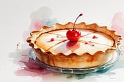 Watercolor Cakes & Pies Set, an Illustration by hafijul (Thumbnail 10 of 11)