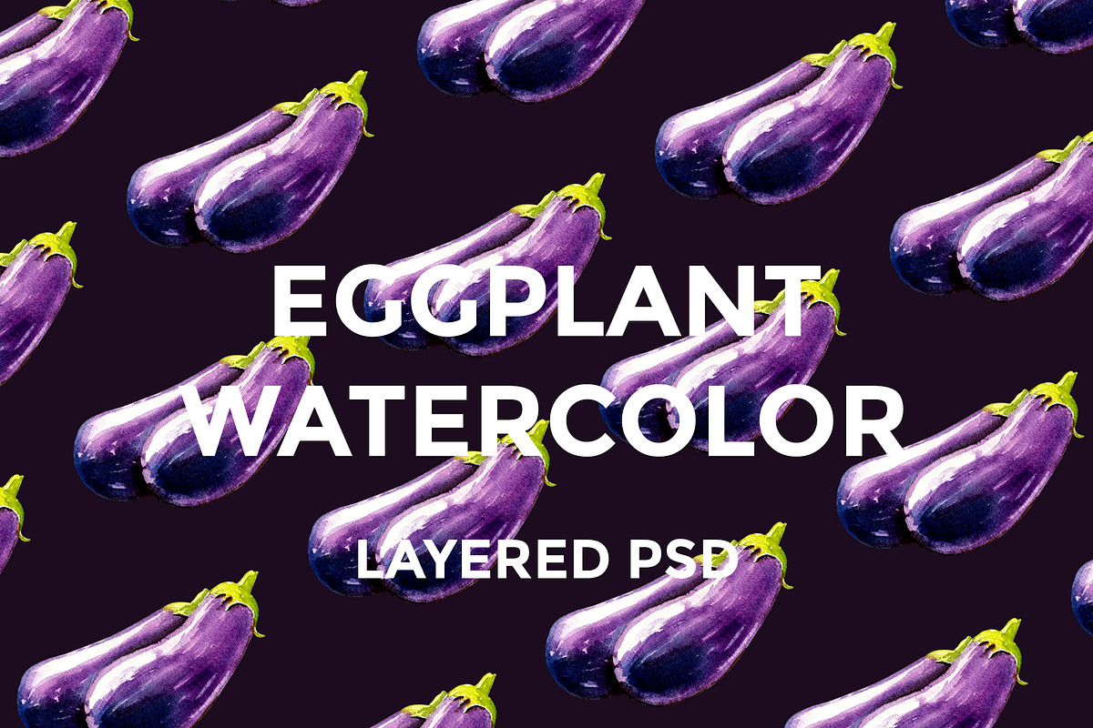 EGGPLANT WATERCOLOR SET, a Food Illustration by wedraw (Photo 1 of 4)