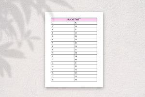 Bucket List Planner Printable