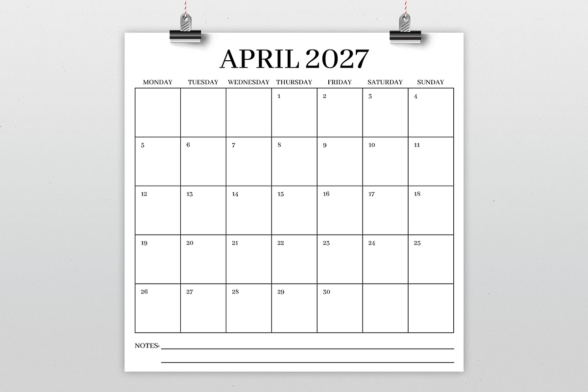 2027 12x12 Monday to Sunday Calendar, a Stationery Template by Running With Foxes (Photo 2 of 5)