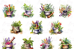 Watercolor Mortar And Pestle Clipart