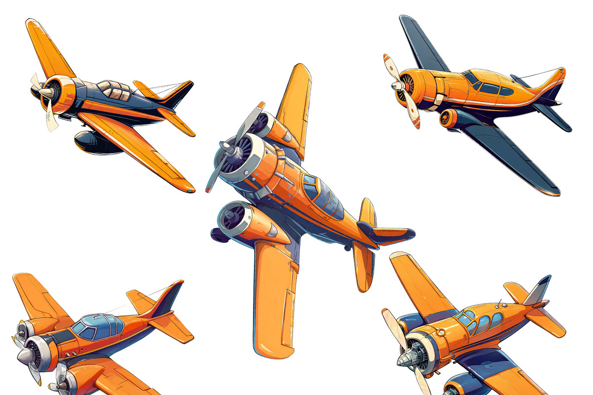Watercolor Airplane Clipart Bundle, a Transportation Illustration by Design Scotch (Photo 5 of 8)