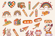 RETRO GROOVY BACK TO SCHOOL CLIPART, an Object Illustration by Daring Digies (Thumbnail 5 of 11)
