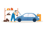 Mechanics work in car repair service, a Person Illustration by Good Studio (Thumbnail 4 of 4)