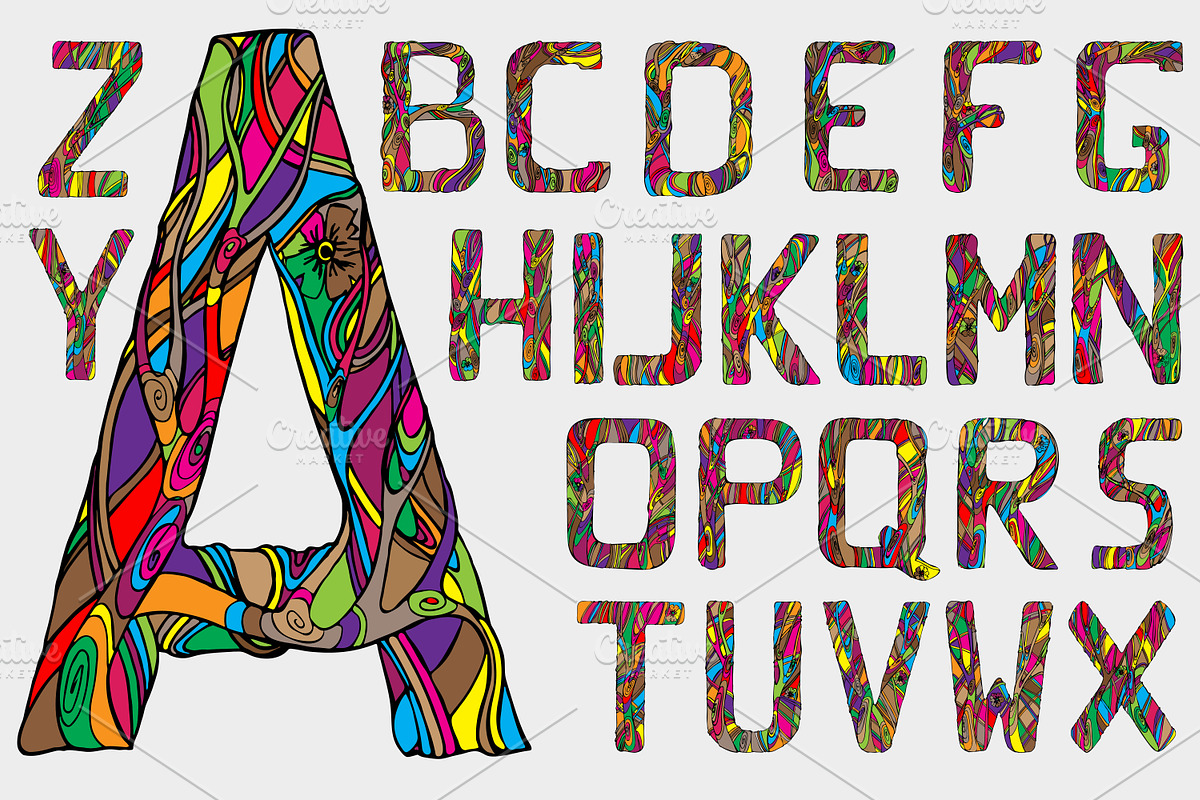 Fairytale alphabet. Vector
