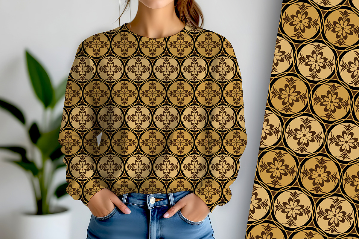 Golden Decor Floral Seamless Repeat, a Pattern Graphic by Sharon Schwalbe (Photo 2 of 5)