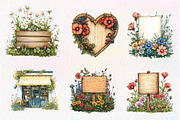 Summer Empty Sign & Wildflowers, an Illustration by CreationArt (Thumbnail 2 of 9)